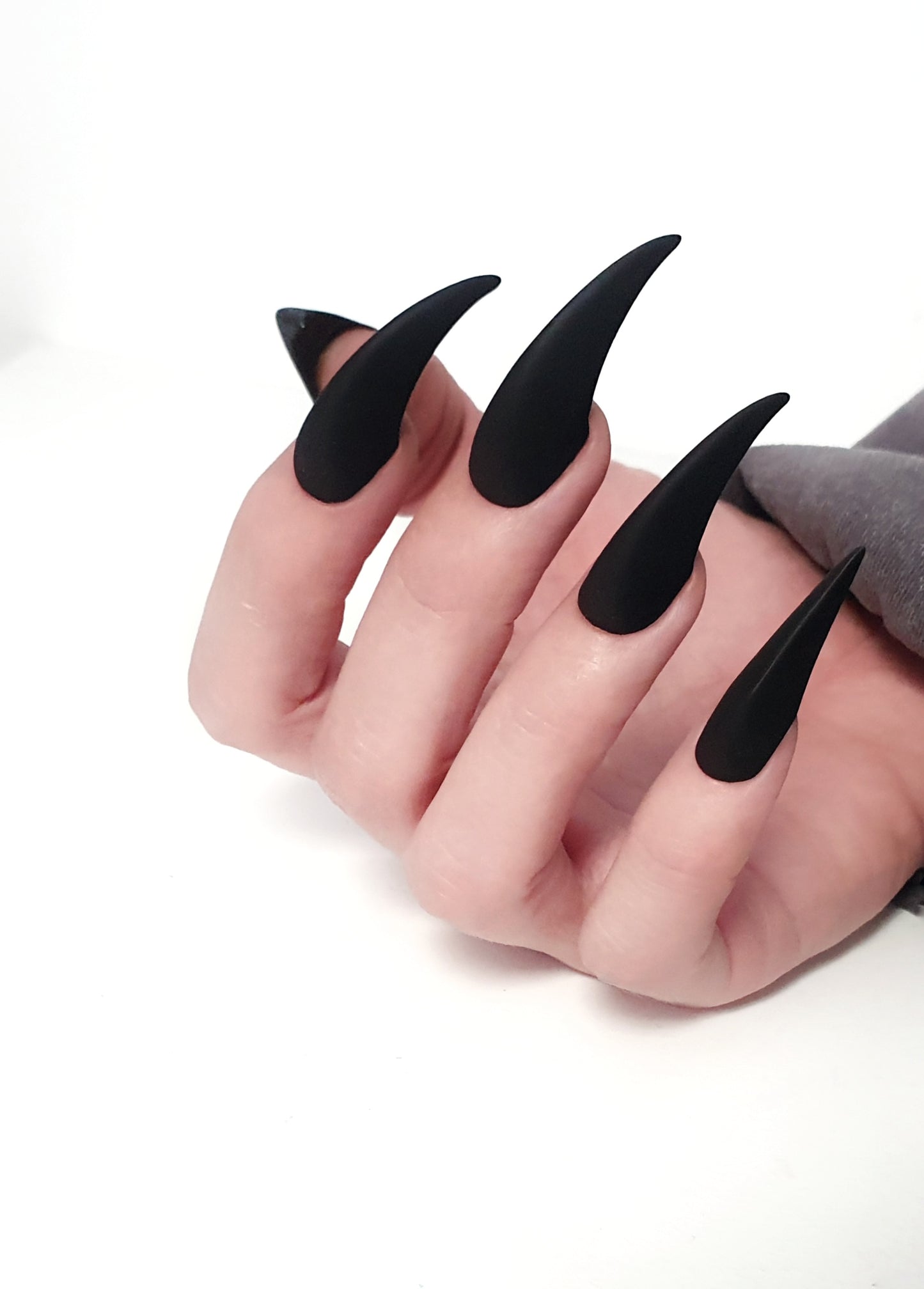 Long Black Matte Curved Nails Dragon Claws Press on Nails