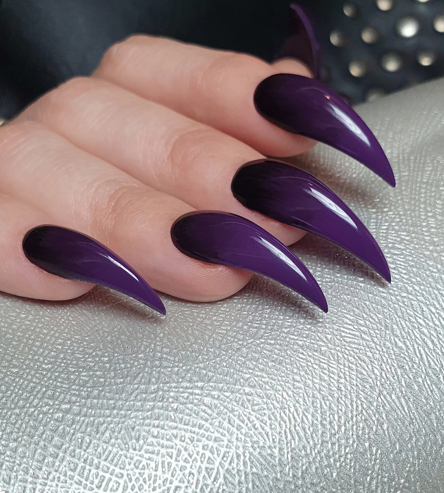 Dark Purple Curved Claw Nails