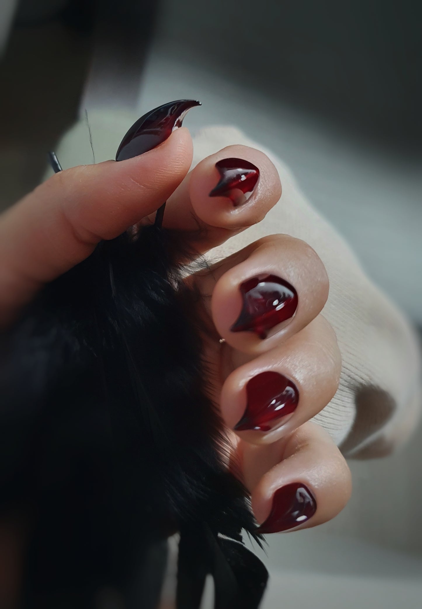 Red Short Claw Press on nails