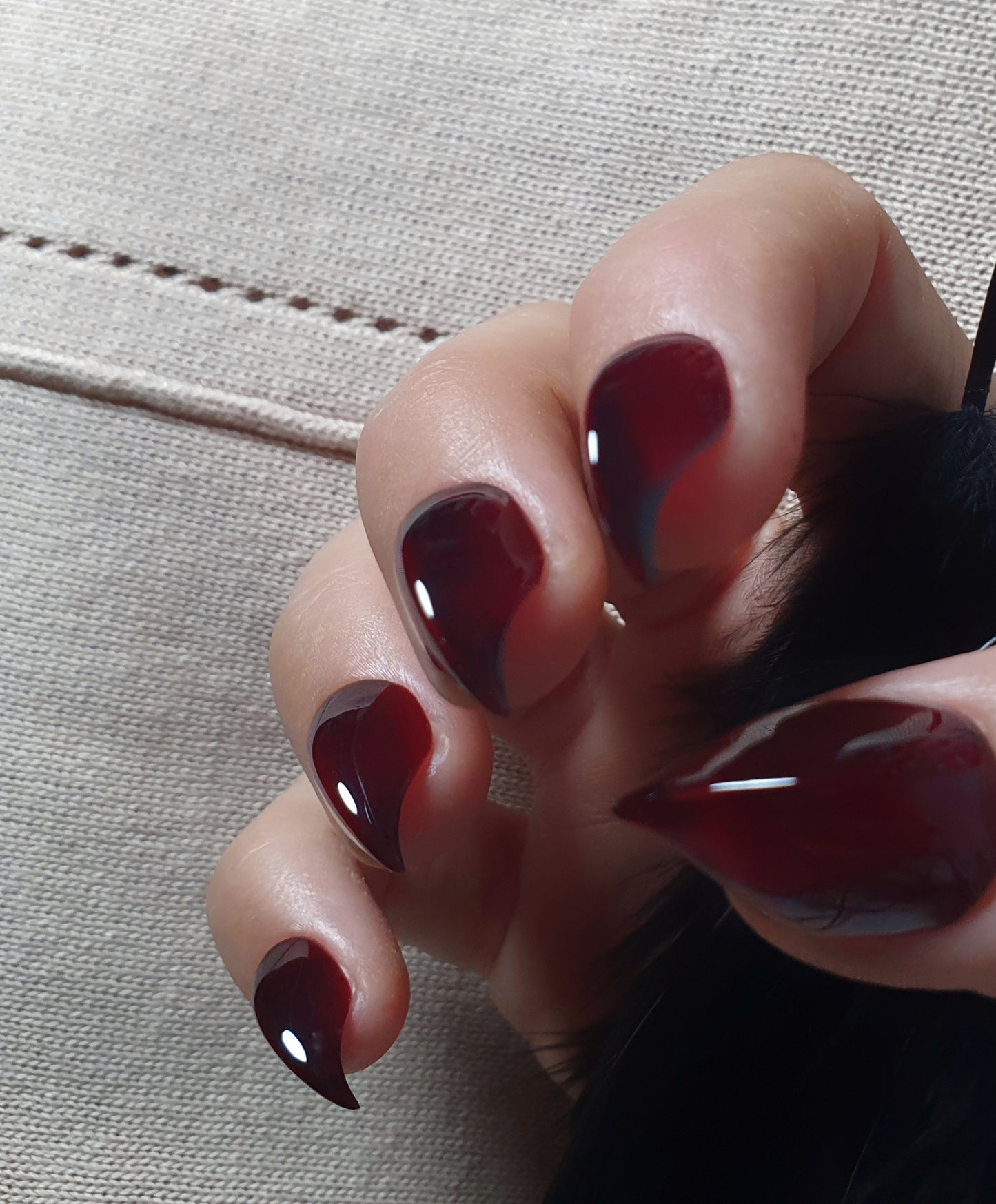 Red Short Claw Press on nails