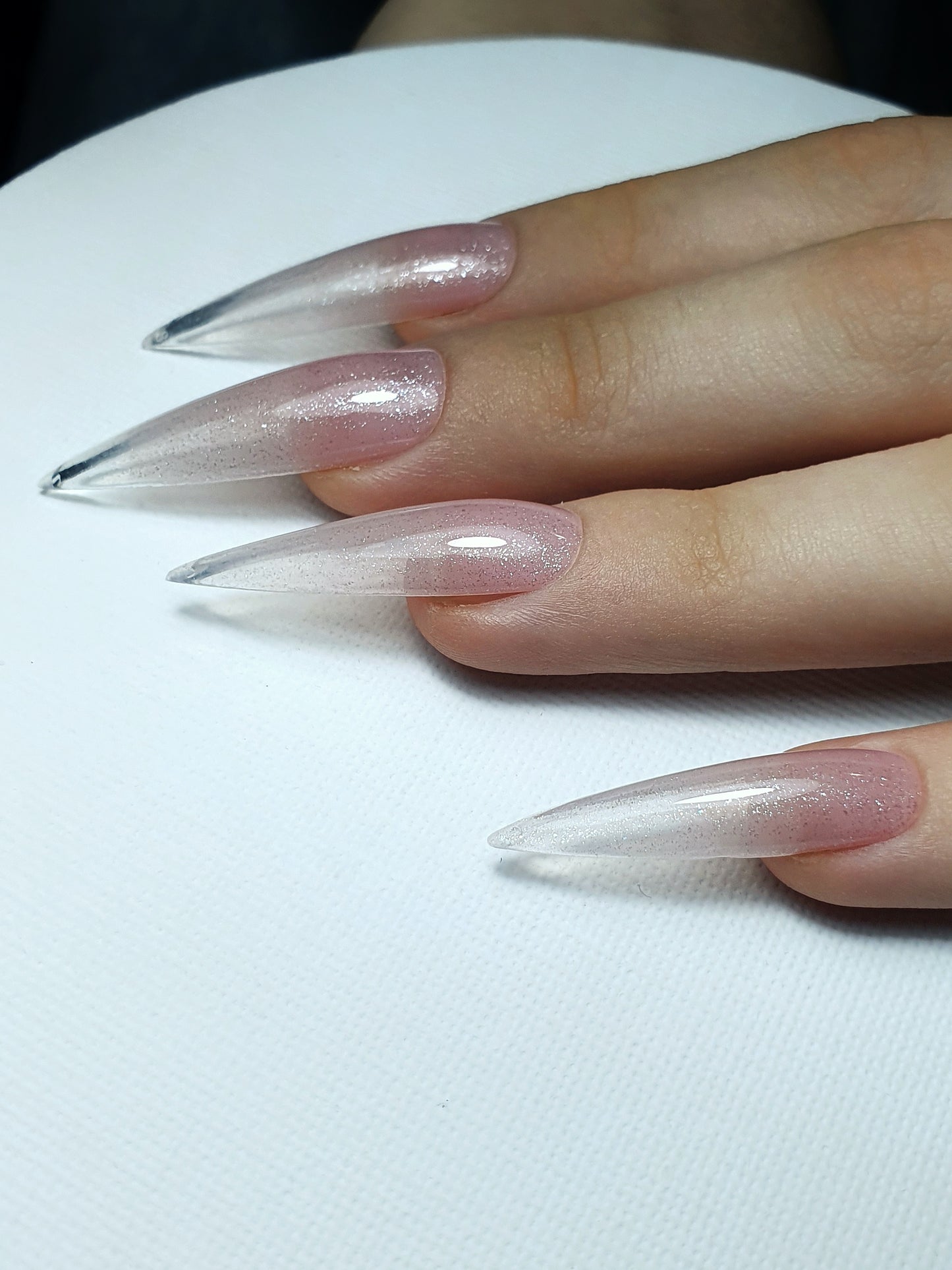 Extra Long Shimmering Ombre Pink Stiletto