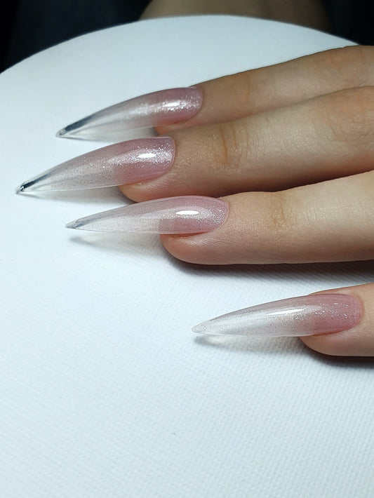 Extra Long Shimmering Ombre Pink Stiletto