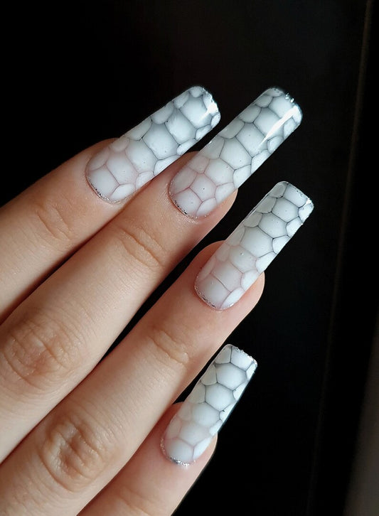 Milky White Long Square Press on Nails