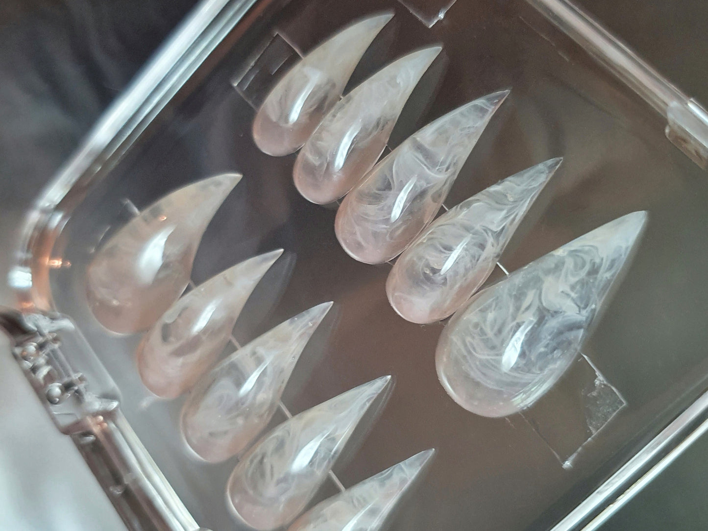 Milky White Amorphous Claws Nails