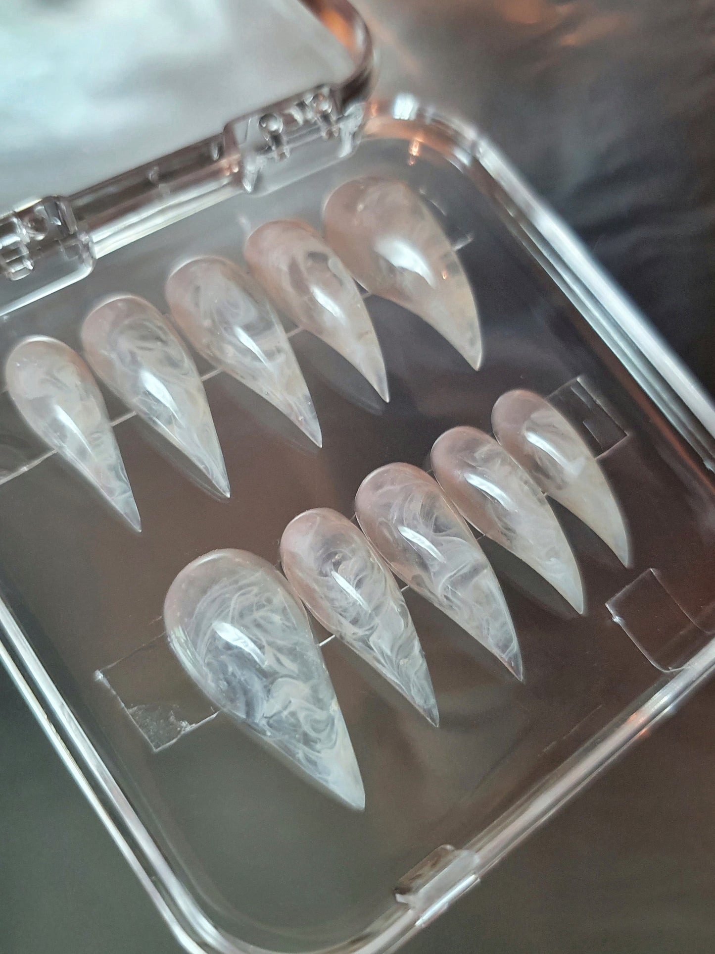 Milky White Amorphous Claws Nails