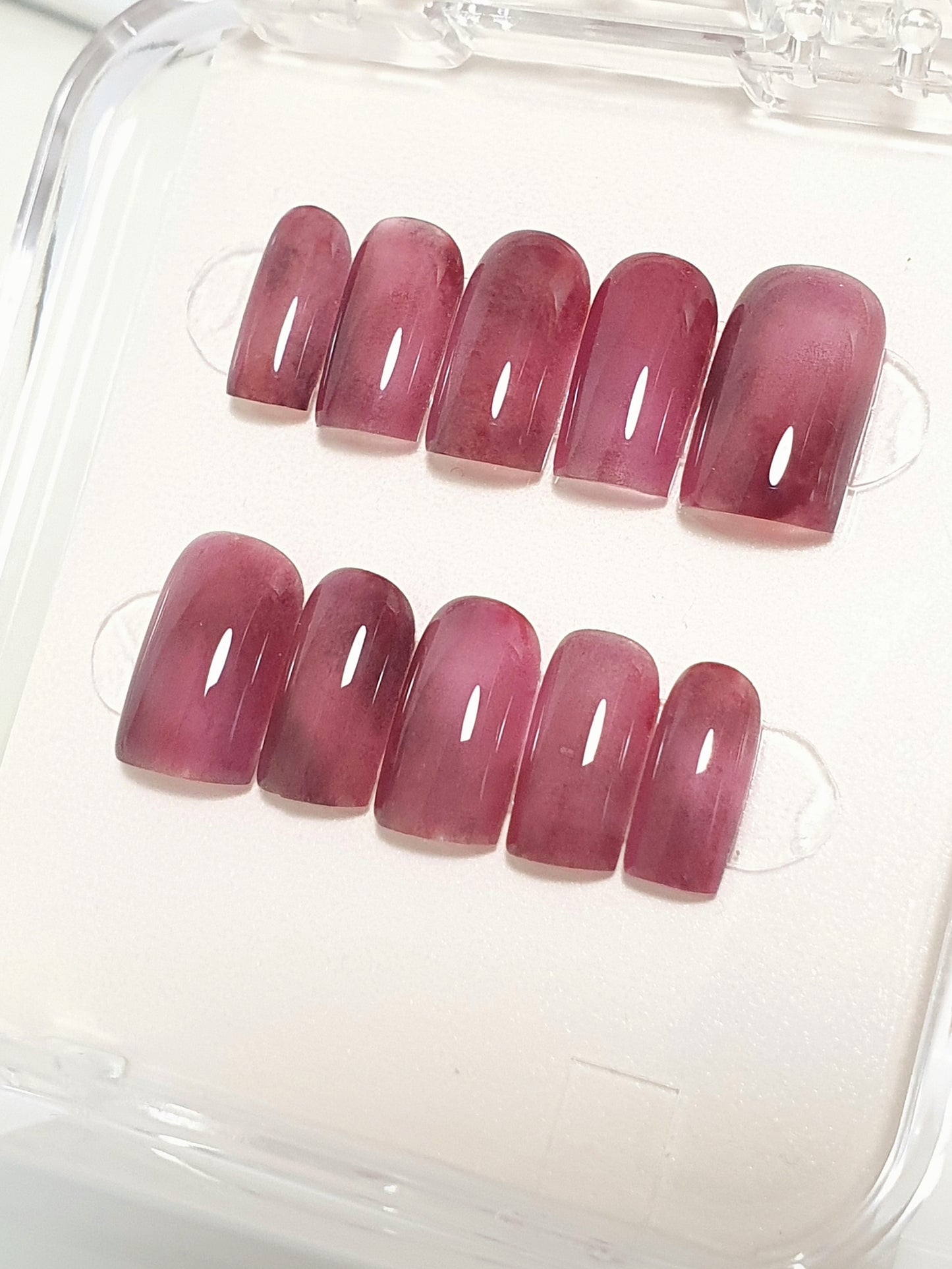 Cherry Short Square Press on Nails
