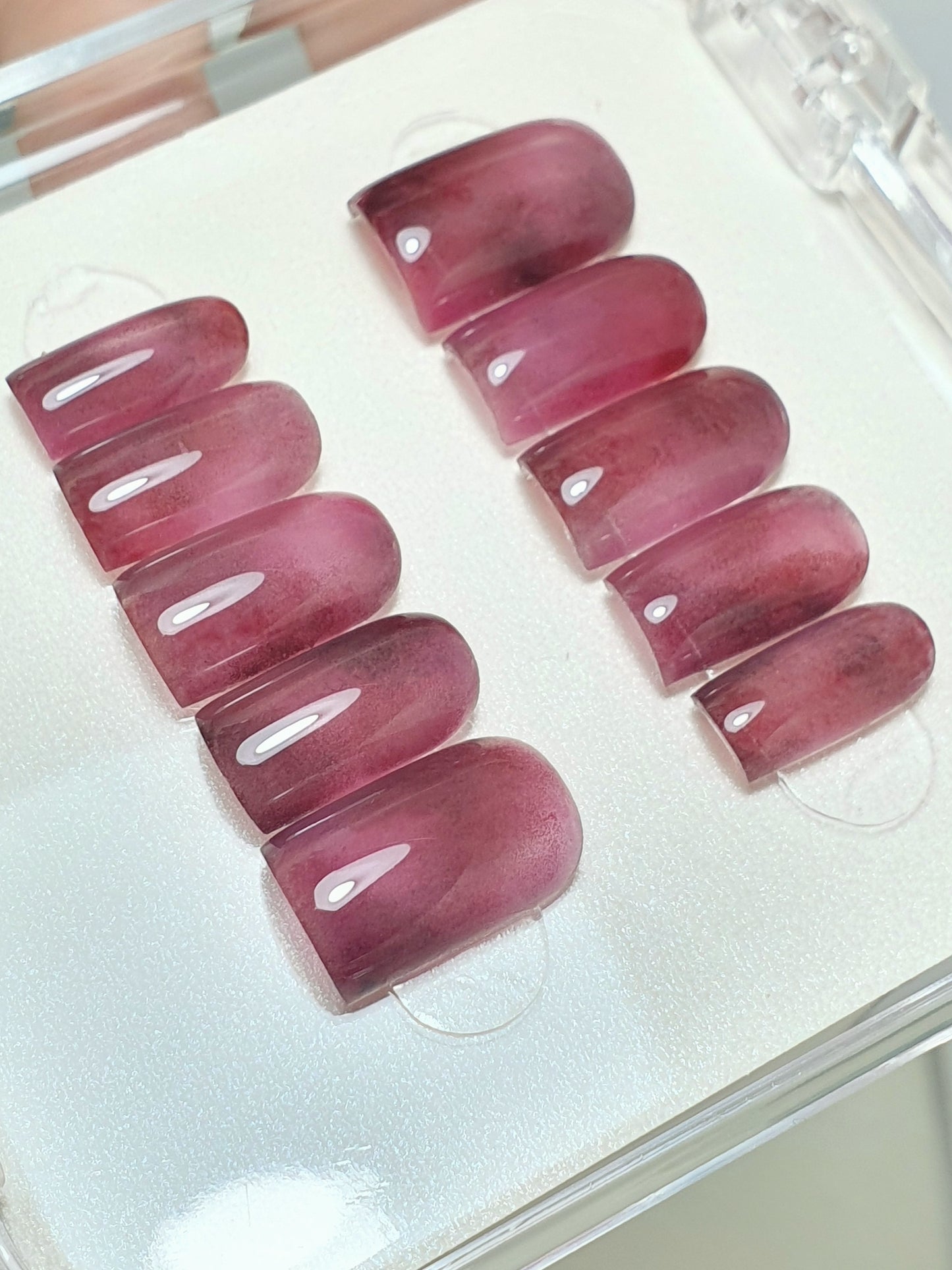 Cherry Short Square Press on Nails