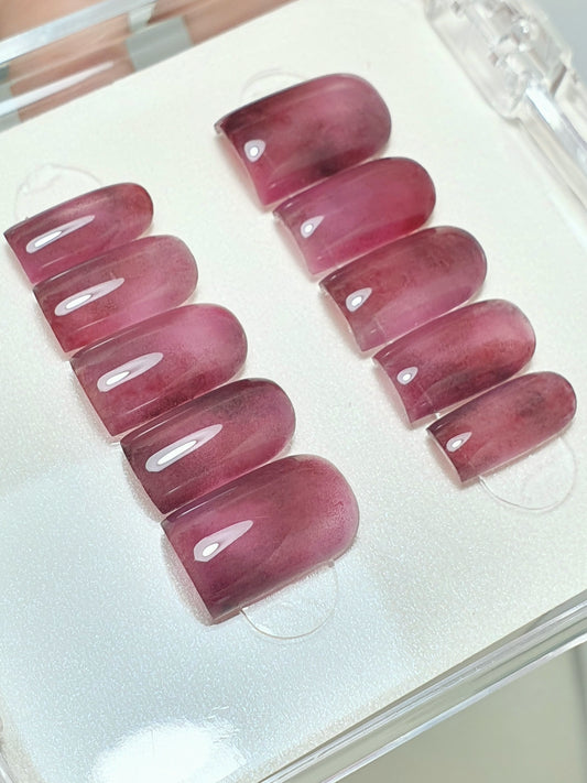 Cherry Short Square Press on Nails