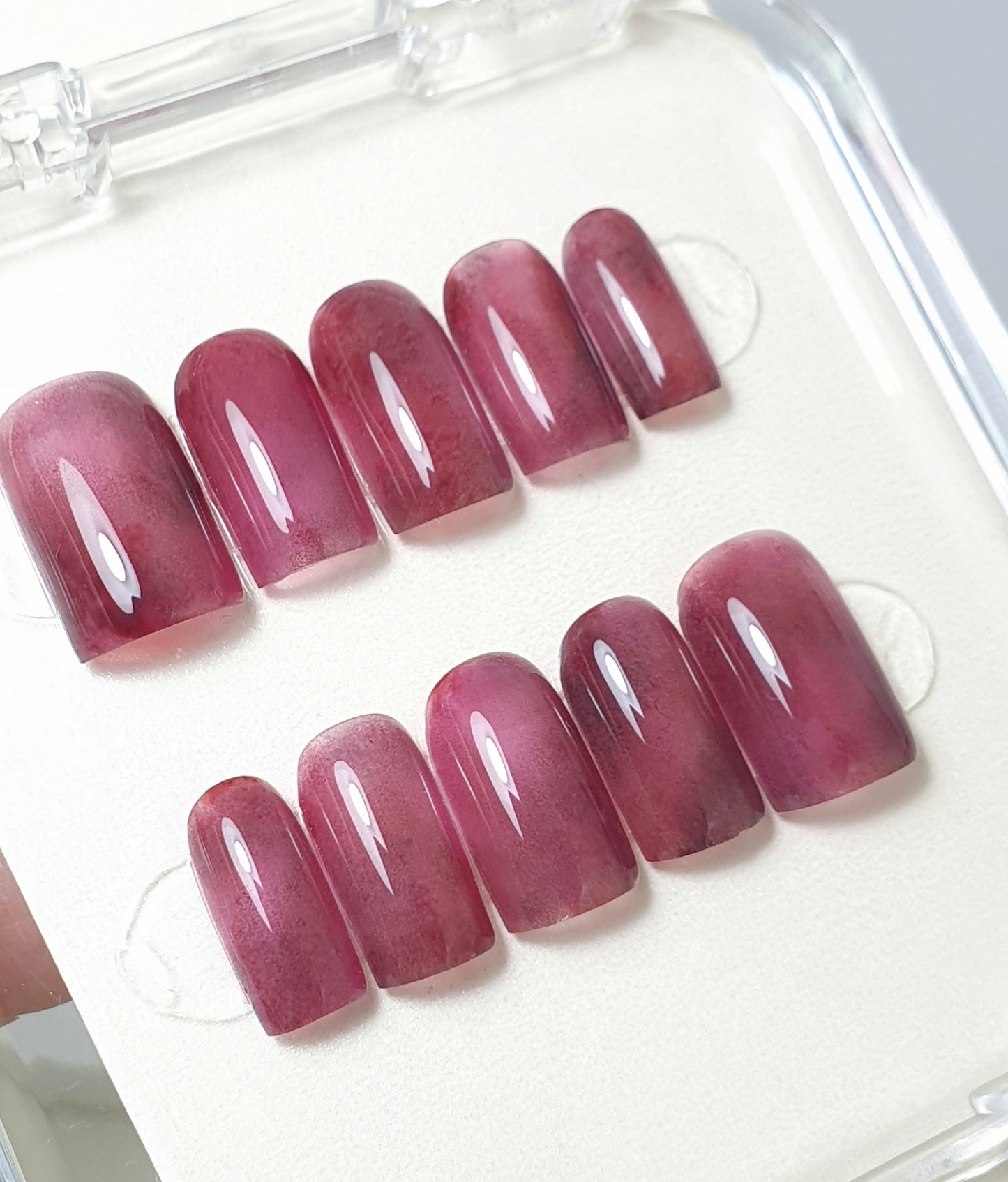 Cherry Short Square Press on Nails