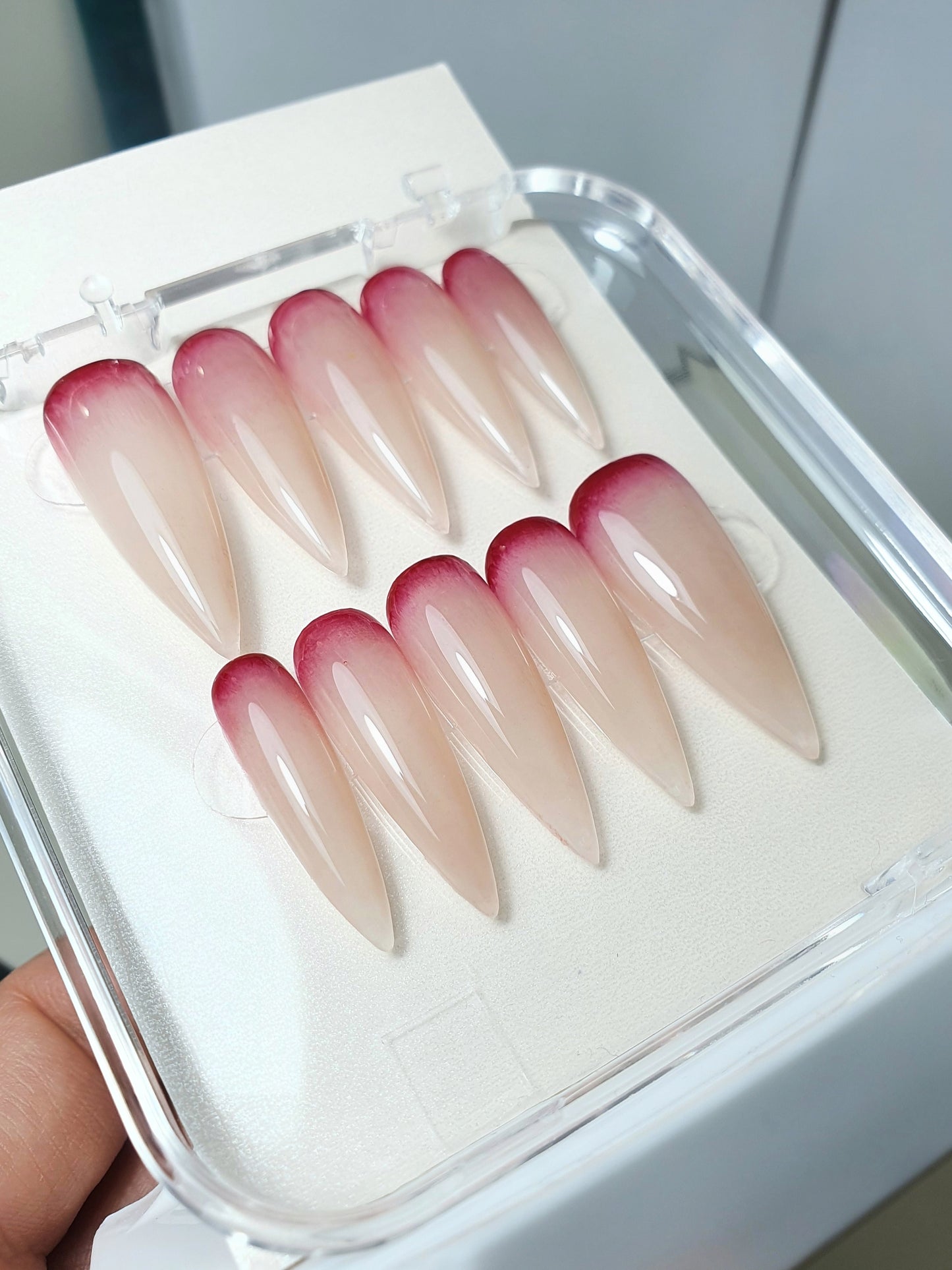 Long Stiletto Nude Press on Nails