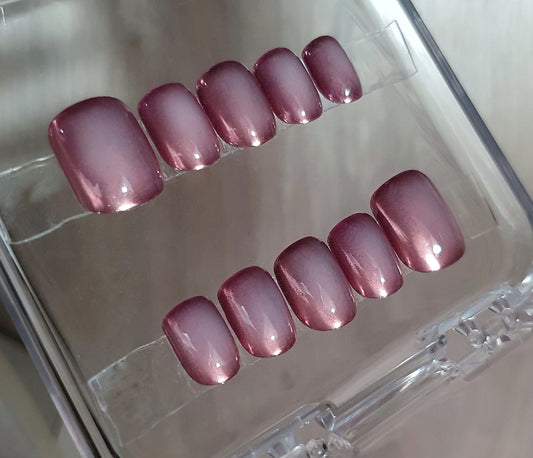 Dark Pink Short Square Press on Nails