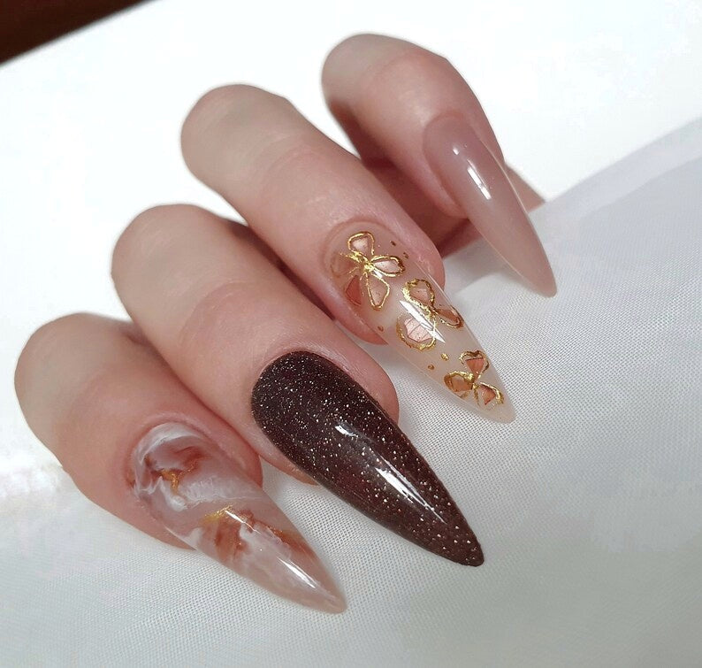 Long Stiletto Reusable Press on Nails Gift for Her