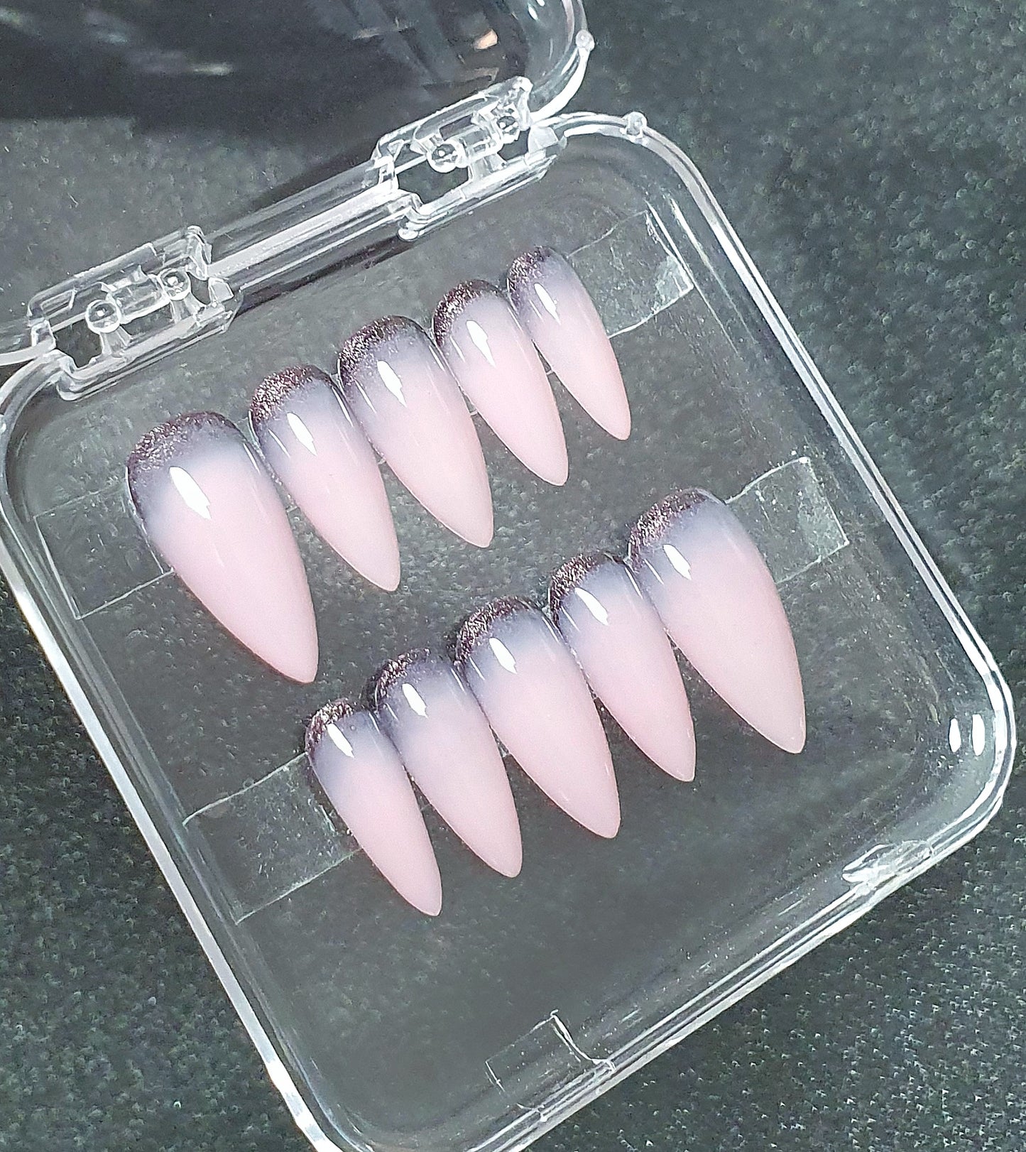 Glitter Cuff Dusty Rose Medium Stiletto Nails