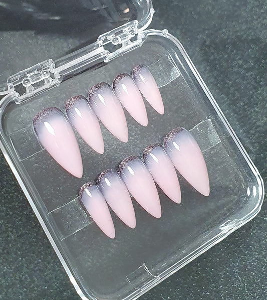 Glitter Cuff Dusty Rose Medium Stiletto Nails