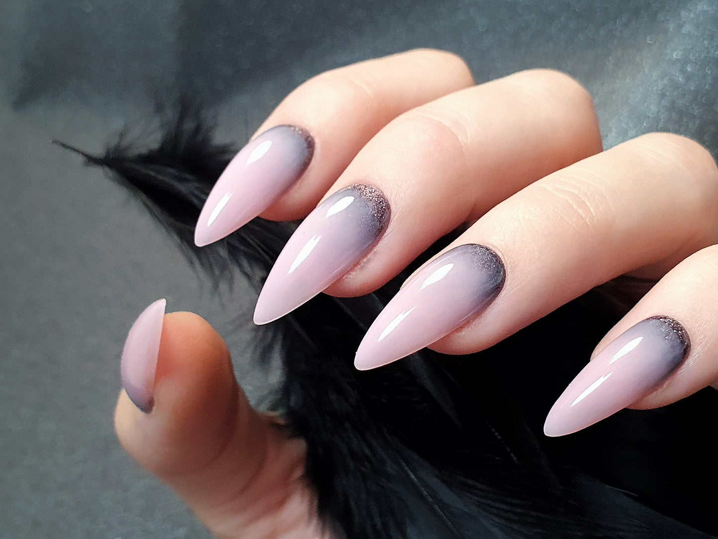 Glitter Cuff Dusty Rose Medium Stiletto Nails