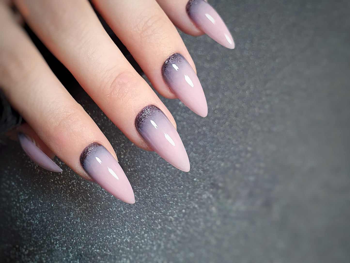 Glitter Cuff Dusty Rose Medium Stiletto Nails