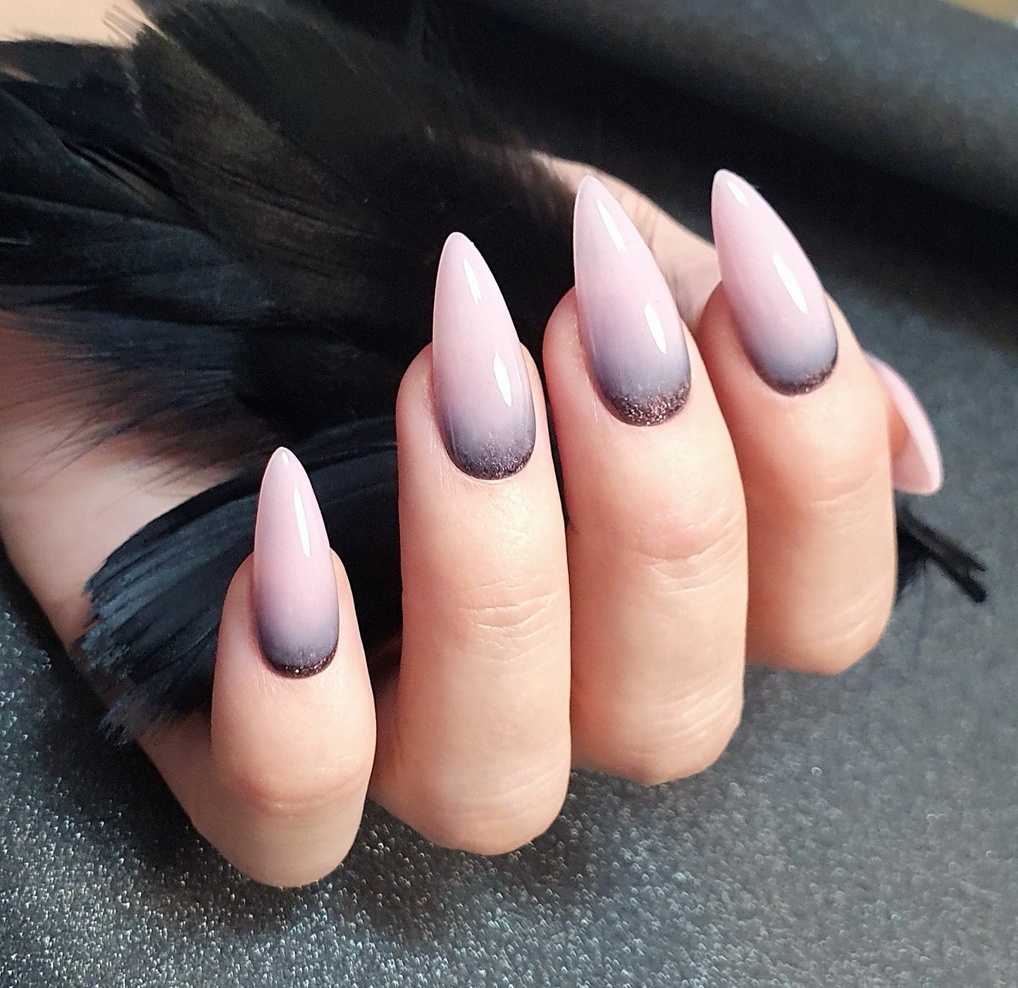 Glitter Cuff Dusty Rose Medium Stiletto Nails