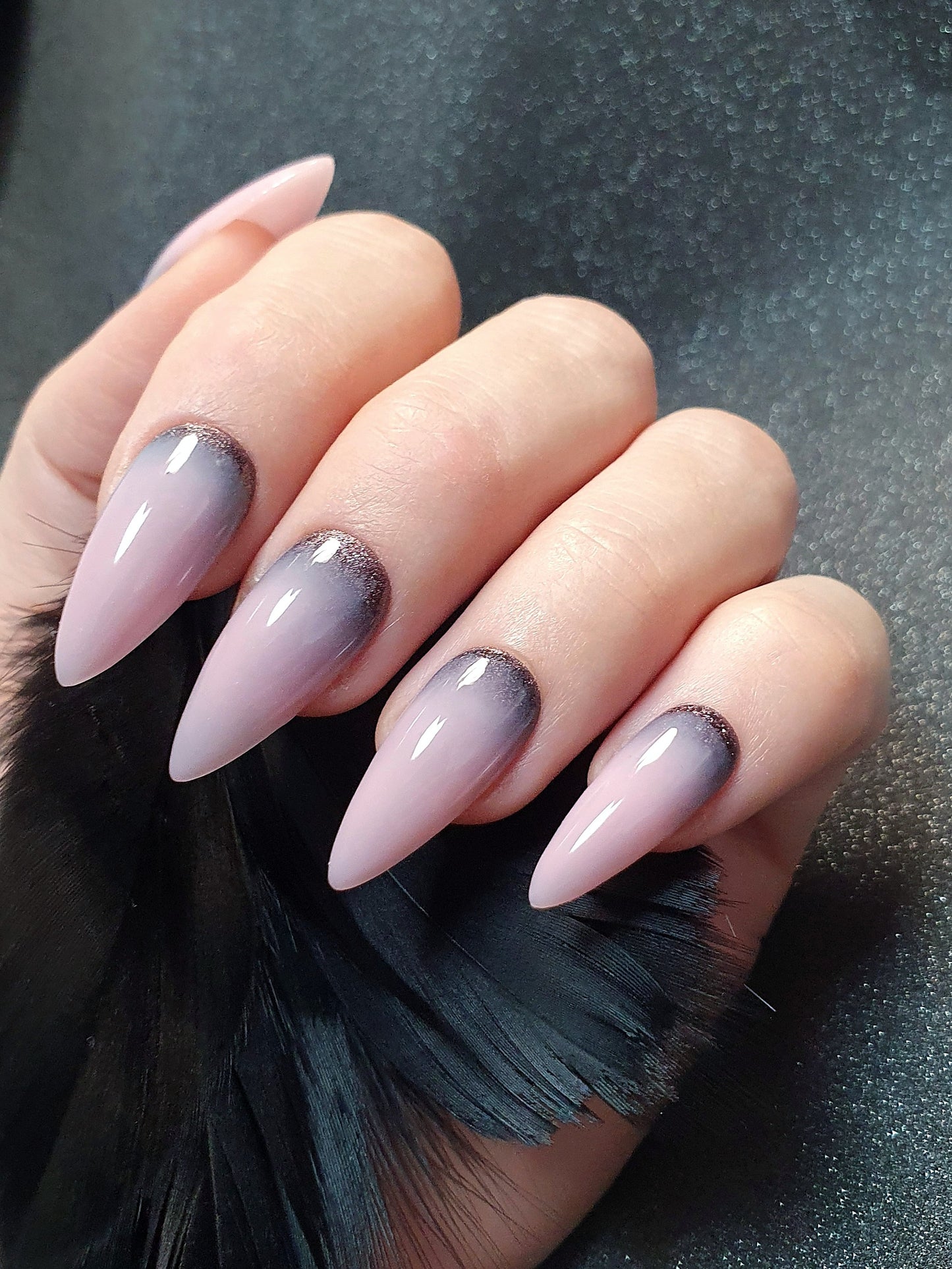 Glitter Cuff Dusty Rose Medium Stiletto Nails