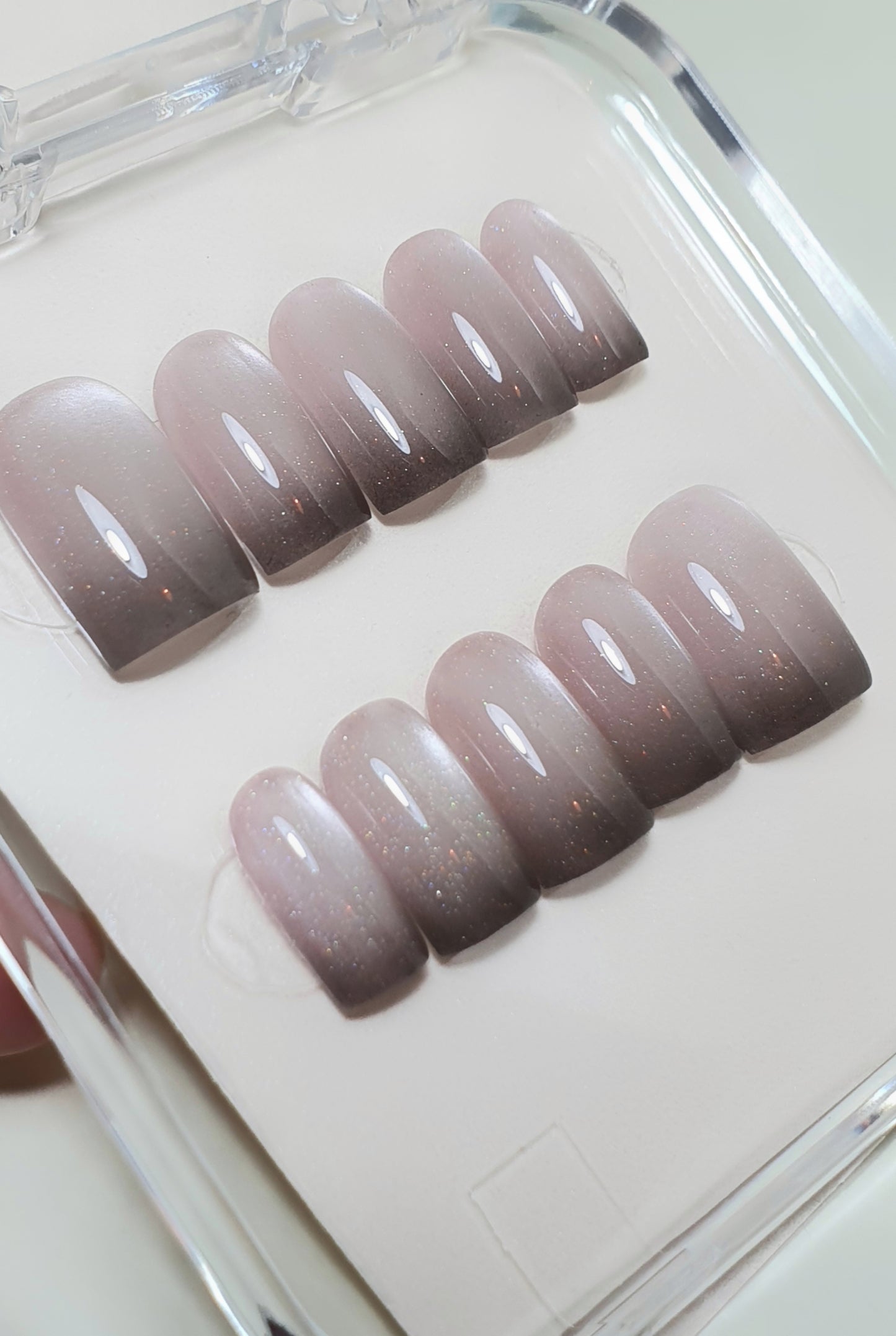 Magnetic Light Pink Short Square Nails