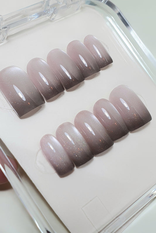 Magnetic Light Pink Short Square Nails