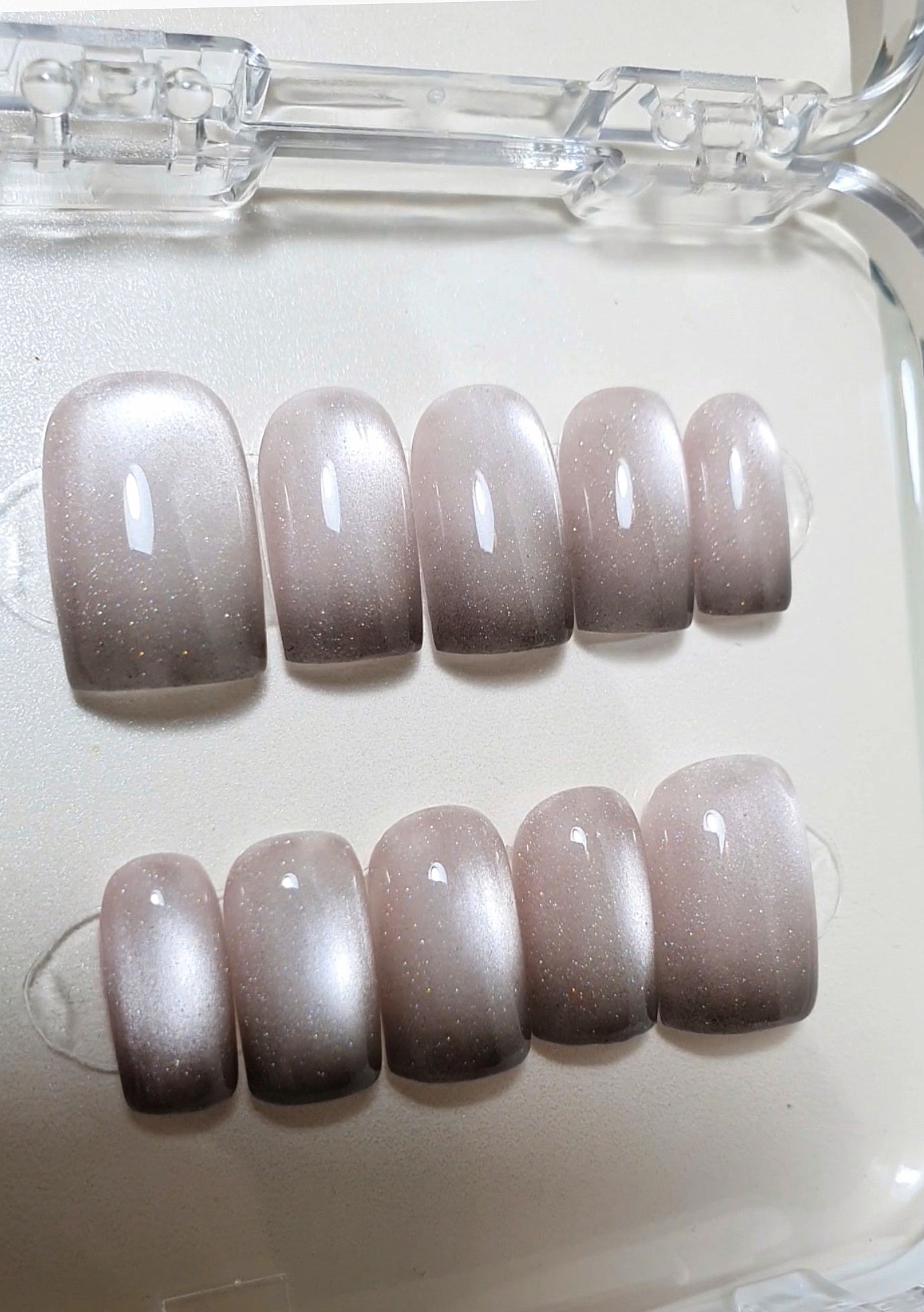 Magnetic Light Pink Short Square Nails