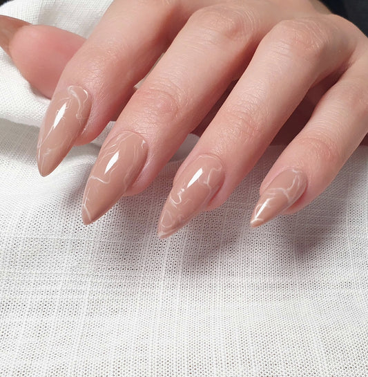 Light Brown Medium Stiletto Press on Nails
